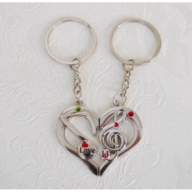 Trinkets I love you pair for two trinkets keychain for lovers heart treble clef note