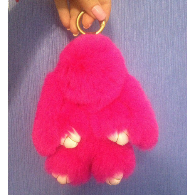 Keychain rabbit crimson / fur keychain / keychain bunny 18 cm