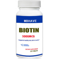 Biotin 5000 mcg 120 таблетки Макс сильные волосы поддержка кожи и ногтей