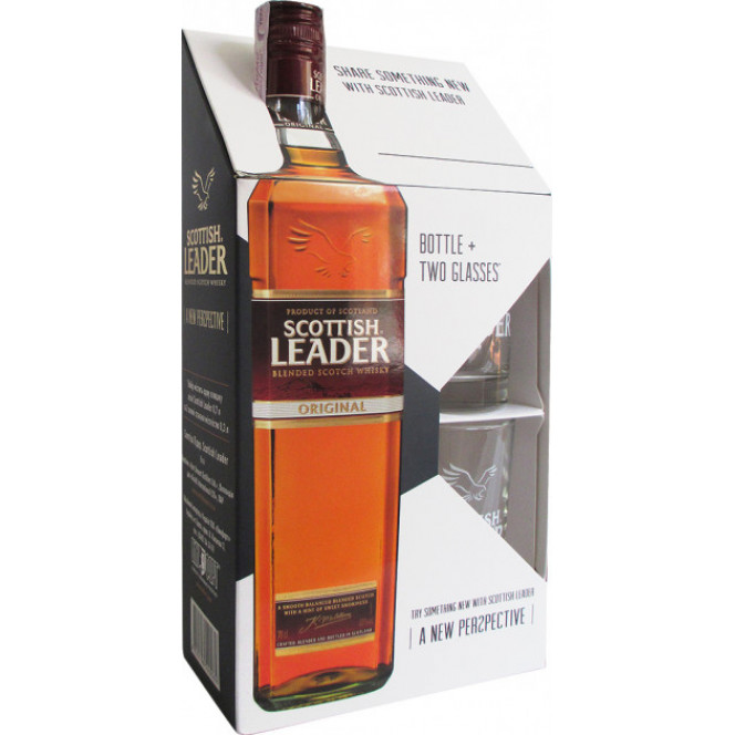 Whiskey Scottish Leader 3 years aging 0.7 L 40% + 2 glasses