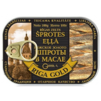 Riga Gold. Sprats in oil key 100g  4 pieces