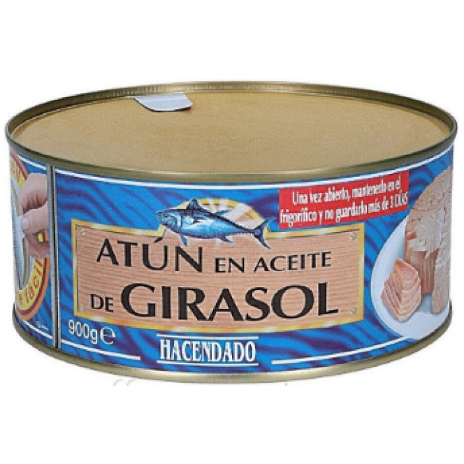 Tuna in sunflower oil Hacendado Atun Claro En Aceite De Girasol 900 g Spain