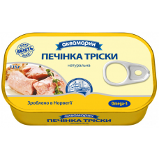 Печень трески Аквамарин натуральная 115 г   6штук  Omega3