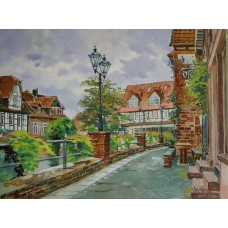 In the old town of Germany, 80x60 cm, oil, canvas