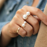 Fashion Pearl Ring Exaggeration Fashion U-shaped Opening Adjustable Gold Ring For Women New jewelry 2019