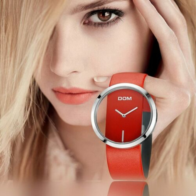 DOM Watch Women luxury Fashion Casual 30 m waterproof quartz watches genuine leather strap sport Ladies elegant wrist watch girl