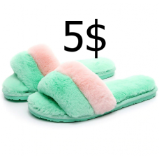 2019 Winter Women house Slippers Home Shoes Faux Fur Fashion Warm Shoes Woman Slip on Flats Slides indoor slippers Size 35-45