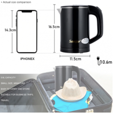 0.6L Travel Kettle Mini Electric Kettle Stainless Steel Cordless Portable 600W Electric Heating Boiler Gas Boiler Water Heater Pot Sonifer