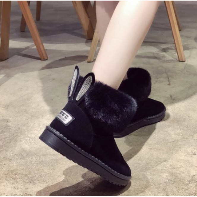 Womens shoes; Brand winter shoes; Round Toe Warm Black Casual Women Winter Boots