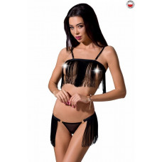 Erotic set KASSANDRA SET WITH OPEN BRA Black S / M - Passion Exclusive