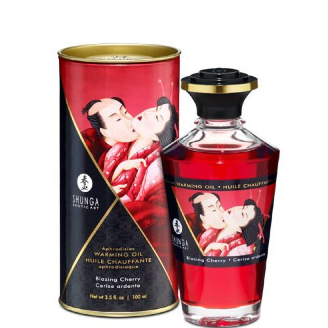 Разогревающее масло Shunga APHRODISIAC WARMING OIL - Blazing Cherry (100 мл)