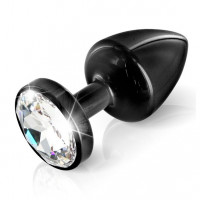 Butt plug with rhinestone Diogol ANNI Round Black 30mm