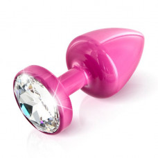 Butt plug with rhinestone Diogol ANNI Round Pink 30mm