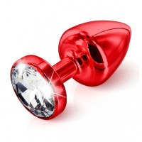 Butt plug with rhinestone Diogol ANNI Round Red 30mm