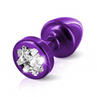 Butt plug with rhinestone Diogol Anni R Clover Purple Crystal 30mm