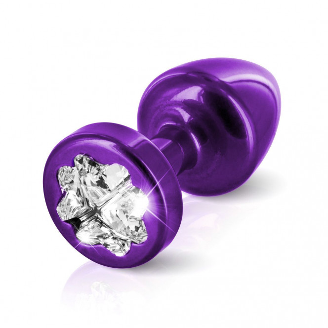 Butt plug with rhinestone Diogol Anni R Clover Purple Crystal 30mm