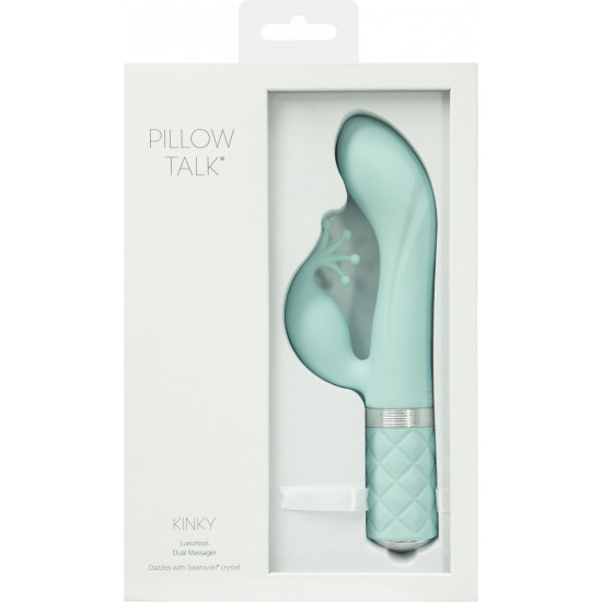 Роскошный вибратор PILLOW TALK - Kinky Teal с кристаллом Сваровски