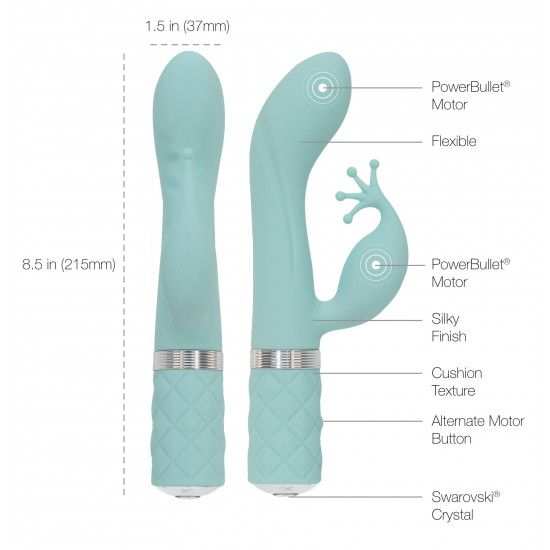 Luxurious vibrator PILLOW TALK - Kinky Teal with Swarovski crystal