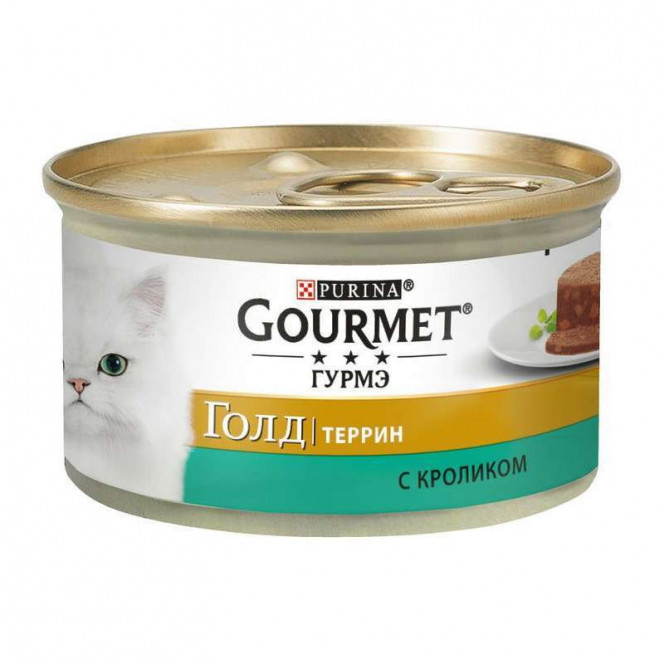 Gourmet (Gurme) of Gold is the Tinned forage terrine with a rabbit for adult cats