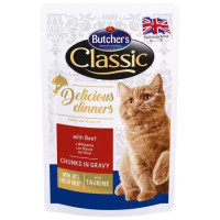 Butchers Cat Delicious - A tinned forage with beef for cats (pieces in sauce)