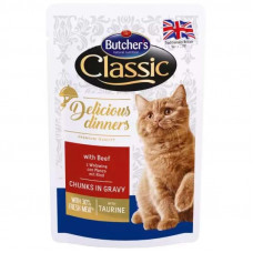 Butchers Cat Delicious - A tinned forage with beef for cats (pieces in sauce)