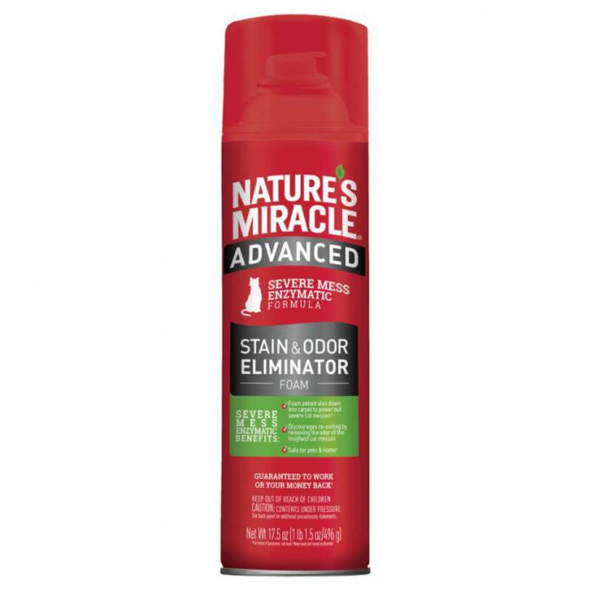 Nature's Miracle (Neychers Mirakl) Advanced Cat Stain&Odor Eliminator - Aerosol-foam for destruction of spots and smells with the strengthened formula for cats