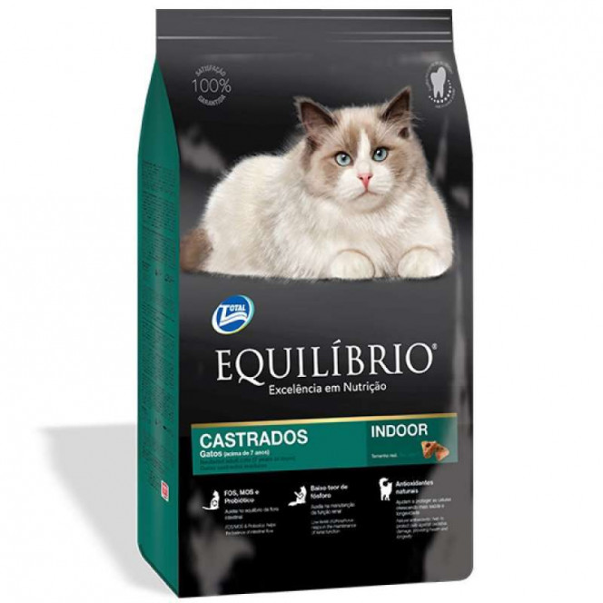 Equilibrio Cat Mature Neutered Indoor - The dry feed with chicken for the adult castrated cats and the sterilized cats is more senior than 7 years