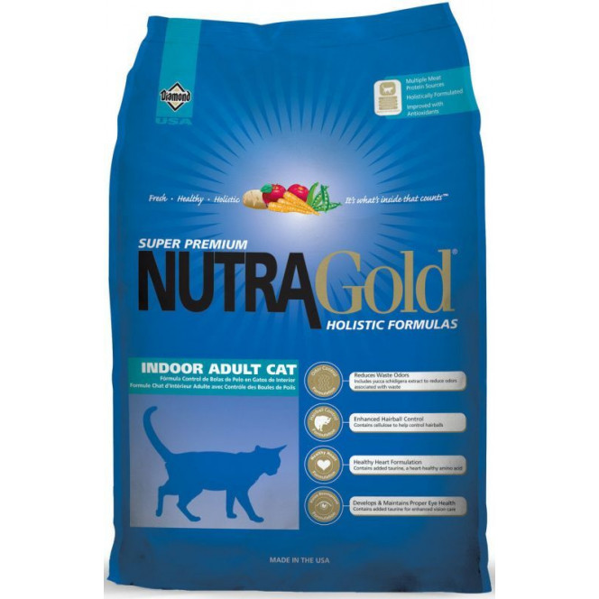 Nutra Gold (Нутра Голд) Indoor Adult Cat - Сухой корм с цыпленком для взрослых кошек, способствует выведению комков шерсти