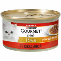 Gourmet (Gurme) of Gold is the Tinned forage the De-Lux Sauce with beef for cats (pieces in sauce)