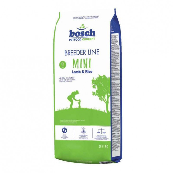 Bosch of Breeder Line Mini Lamb and Rice - A dry feed with a lamb and rice for adult dogs of small breeds