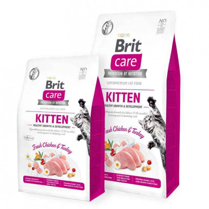 Brit Care (Брит Кеа) Cat Grain-Free Kitten Healthy Growth And Development - Сухой беззерновой корм с индейкой и курицей для котят, для здорового роста и развития