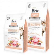 Brit Care (Care Is shaven) Cat Grain-Free Sensitive - Dry bezzernovy a forage with a turkey and a salmon for adult cats with sensitive digestion