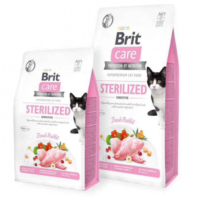 Brit Care (Care Is shaven) Cat Grain-Free Sterilized Sensitive - Dry bezzernovy a forage with a rabbit for the adult sterilized cats with sensitive digestive system