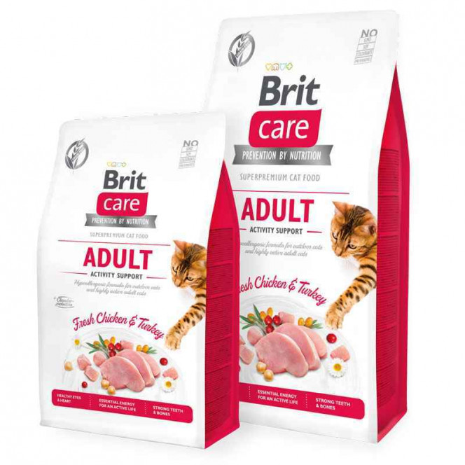 Brit Care (Брит Кеа) Cat Grain-Free Adult Activity Support - Сухой беззерновой корм с индейкой и курицей для взрослых кошек с высоким уровнем активности