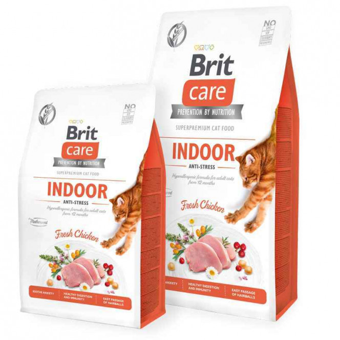 Brit Care (Брит Кеа) Cat Grain-Free Indoor Anti-stress - Сухой беззерновой корм с курицей для взрослых кошек, живущих в помещении