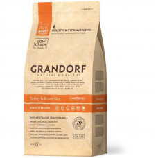 Grandorf Turkey & Brown Rice Sterilised - A dry feed with a turkey and brown rice for the adult castrated cats and the sterilized cats