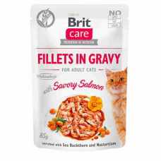 Brit Care (Care Is shaven) Fillets in Gravy Savory Salmon is the Damp forage of Fillet in sauce with a juicy salmon for cats