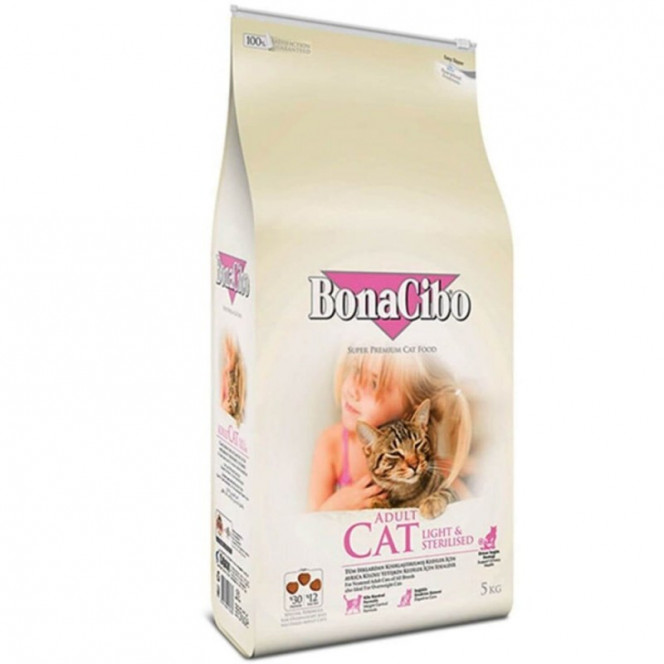 BonaCibo (БонаСибо) Adult Cat Light&Sterilized - Сухой корм с мясом курицы, анчоусами и рисом для взрослых стерилизованных котов и кошек с лишним весом