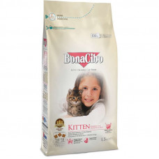 BonaCibo Kitten - A dry feed with meat of chicken, anchovies and rice for kittens of all breeds up to 12 months