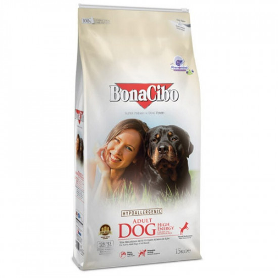 BonaCibo Adult Dog High Energy Chicken&Rice with Anchovy - A dry feed with meat of chicken, anchovies and rice for adult active dogs of all breeds