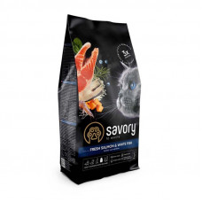 Savory (Seyvori) Fresh Salmon & White Fish is the Dry feed with a fresh salmon and white fish for long-haired cats