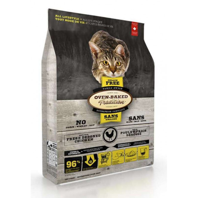 Oven-Baked Tradition Grain-Free Chicken Formula - Bezzernova a dry feed with fresh meat of chicken for cats of different breeds at all stages of life