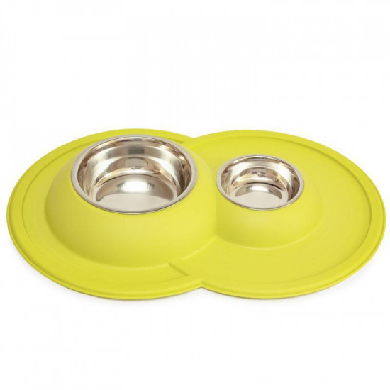 Georplast Volcano Inox - Misk double metal with a soft rug for dogs