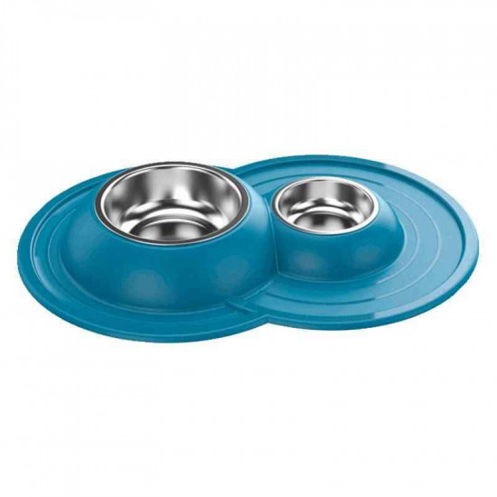 Georplast Volcano Inox - Misk double metal with a soft rug for dogs