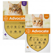 Advocate by Bayer Animal - Antiparasitic drops for cats from fleas, louses, pincers, helminths (1 pipette)