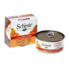 Schesir Chicken & Papaya - A tinned forage with chicken and a papaya for adult dogs (pieces in jelly)