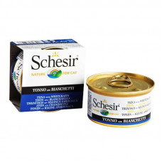 Schesir Tuna & Whitebait - A tinned forage with a tuna and anchovies for adult cats (pieces in jelly)