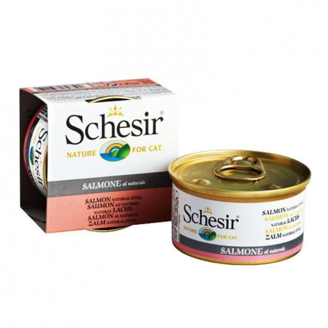 Schesir Salmon Natural Style - A tinned forage with a salmon for adult cats (pieces in own juice)