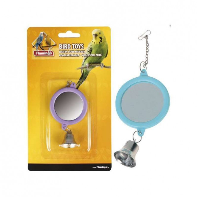 Karlie-Flamingo (Carly Flamingo) Mirror Round + Bell - A toy for parrots