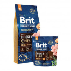 Brit Premium (Premium Is shaven) by Nature ADULT M is the Dry feed with chicken for adult dogs of average breeds